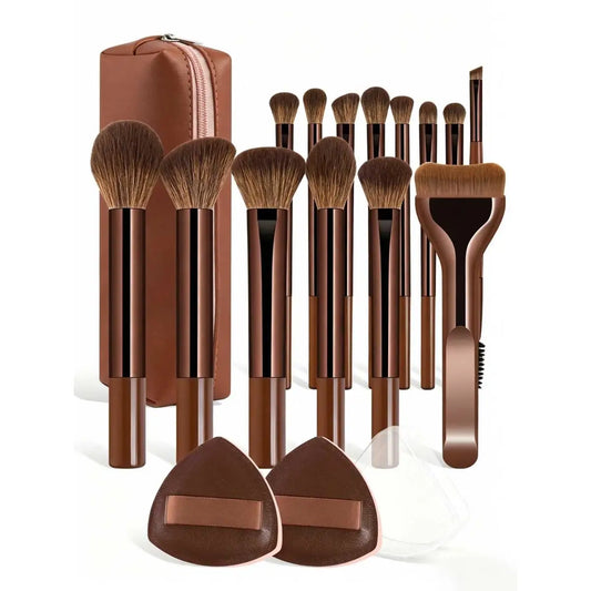 17pcs Makeup Tools Including Foundation Brush Blush Brush Loose Powder Brush Eyeshadow Brush Eyelash Brush Eyelash Brush Eyebrow